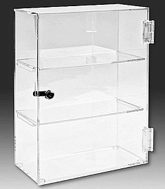 Clear Acrylic Upright Locking Security Showcase in Plexiglas, Plexiglass, Lucite, Plastic