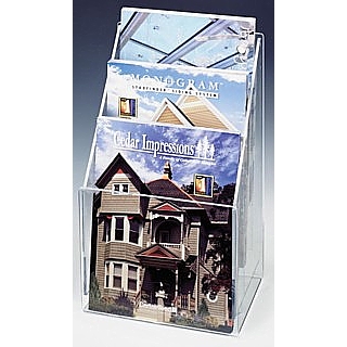 AWH2x3 Clear Acrylic Brochure Holder with Adjustable Pockets for Full Sheet and Trifolds