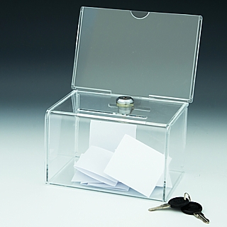 Clear Acrylic Locking Coin or Suggestion or Ballot Box