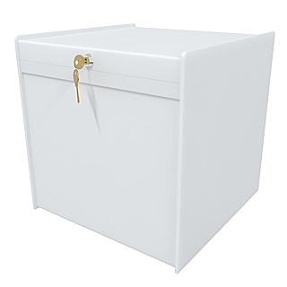 White Acrylic Locking Ballot or Suggestion or Entry Box