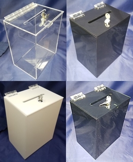 BB675-C, BB675-B, BB675-W and BB675-S Acrylic Locking Ballot Box Comment Box Suggestion Box in Plexiglas Acrylic Lucite Plastic