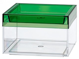 Clear Plastic Display Box Container with Green Lid Model CC2-G