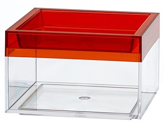 Clear Plastic Display Box Container with Red Lid Model CC2-R