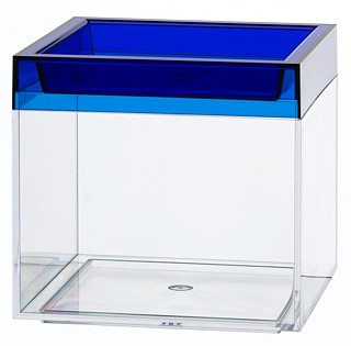 Clear Plastic Display Box Container with Blue Lid Model CC3-B