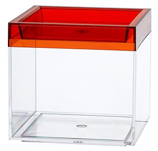 Clear Plastic Display Box Container with Red Lid Model CC3-R