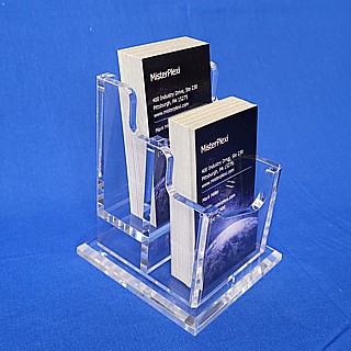 Clear Thick Deluxe Acrylic 2 Pocket Vertical Business Card Holder