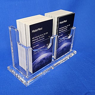 Clear Thick Deluxe Acrylic 2 Pocket Vertical Business Card Holder