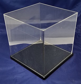 Clear Acrylic Display Case with Black Base For Displaying Trophy, Dolls, Awards, Products, Collectibles