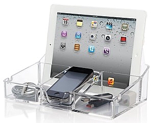 Acrylic Electronics Docking and Charging Station for SmartPhones, Cell phones and Tablets