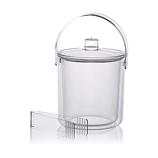 AG-K19 Clear Acrylic Double Layer Insulated Ice Bucket with Tongs