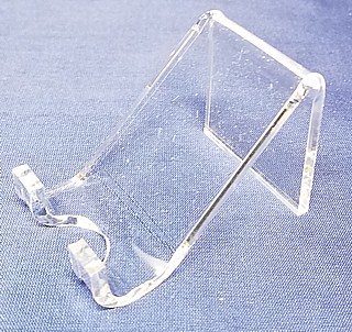 Clear Acrylic J Easel with Curved Front for Paperweights