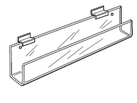 Acrylic and plastic slatwall and Wallmount J-Rack shelves and shelving, Plexiglas, PlexiGlass, Lucite, plexi