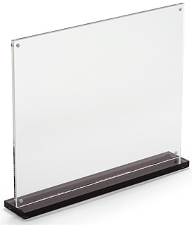 Deluxe Clear Acrylic Magnetic Block Frames with Dark Smoke Gray Base in Lucite and Plexi