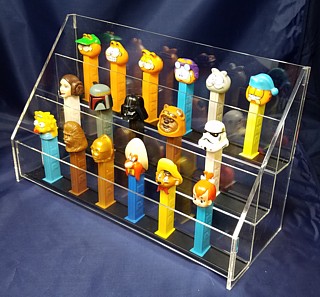 Clear Acrylic PEZ Candy Dispenser Tiered Display Rack or Shelf