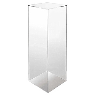Clear Acrylic Tall Cube, Pedestal or Plinth in Plexiglas, Plexiglass, lucite and plastic