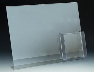 Slant Back Easel Display Frame with pocket in Acrylic, Plexiglas, Plexiglass, Lucite, Plastic