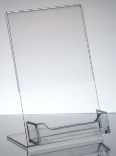 Slant Back Easel Display Frame with business card pocket in Acrylic, Plexiglas, Plexiglass, Lucite, Plastic