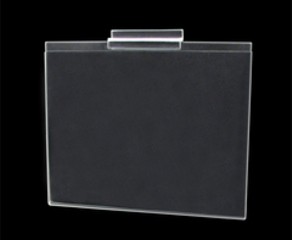 Clear acrylic slatwall and slotwall sign holder frames