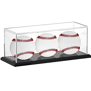 Clear Acrylic Double Baseball Display Case For Displaying 3 Baseballs