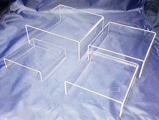 Clear Acrylic Short Square U Riser Set of 4 in Plexi or Lucite