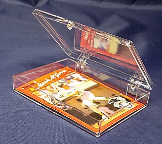 Clear Molded Styrene Plastic 2 Piece Hinged Trading Card or Sports Card Box Container