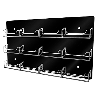 Black Acrylic Business Card or Gift Card Holder with 12 Clear Pockets For Mounting to the Wall