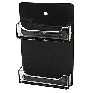 2 Pocket Black Acrylic Business Card or Gift Card Holder with Clear Pockets For Mounting to the Wall