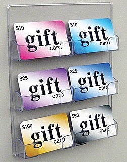 Multiple Pocket Wallmount Business Card and gift Card Holders in Acrylic, Plexiglas, Plexiglass, Lucite, Plastic