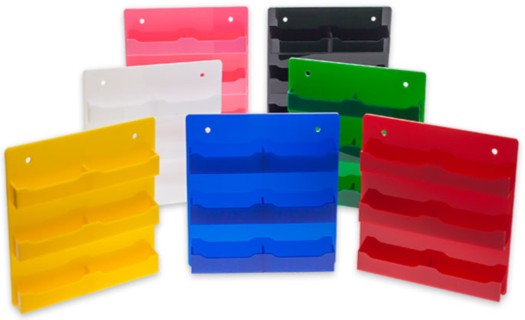 WH6xBCA Colored Wallmount Multiple Business and Gift Card Holders in Acrylic, Lucite, and Plexi