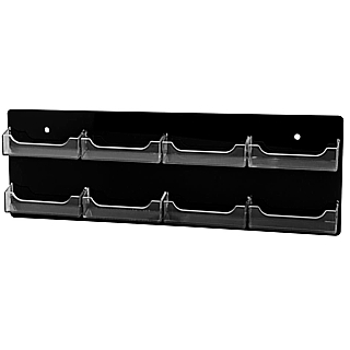 Black Acrylic Business Card or Gift Card Holder with 8 Clear Pockets For Mounting to the Wall