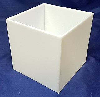 5-Sided Cube in White Acrylic, Plexiglas, Plexiglass, Lucite, Plastic