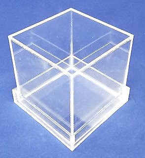 5-Sided Cube with white base in Acrylic, Plexiglas, Plexiglass, Lucite, Plastic