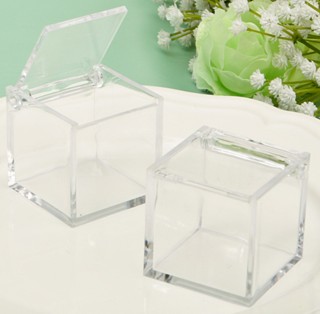 Clear Acrylic Hinged Top Box For Wedding or Party Favors