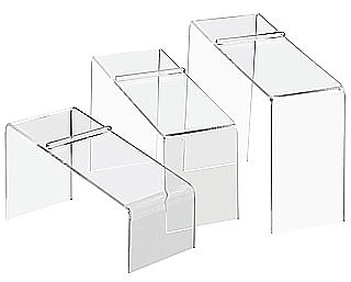 Clear Acrylic Slant Shoe Risers and Footwear Display Stands