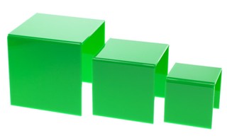 Green Acrylic Square U Riser Set in Plexi or Lucite