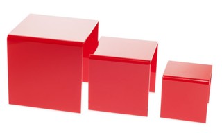 Red Acrylic Square U Riser Set in Plexi or Lucite