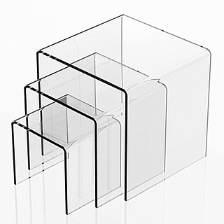 Clear Acrylic Square U Riser Set of 3 in Plexi or Lucite