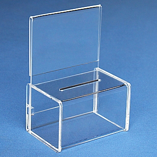 Clear Acrylic Non-Locking Coin Box with Header