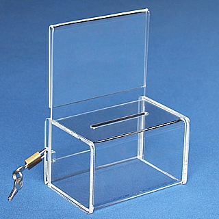 Clear Acrylic Locking Coin or Suggestion or Ballot Box