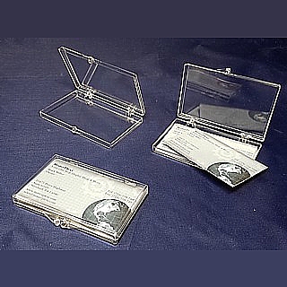 Plastic Business Card Holders Hinged Carrying Case for Tradeshows