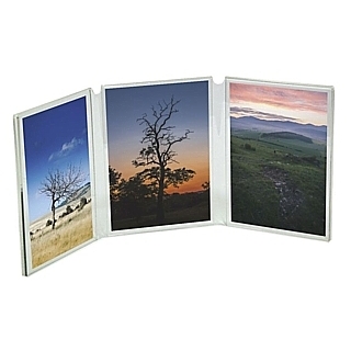 3 Panel Book Style Photo Display Frames in Acrylic, Plexiglas, Plexiglass, Lucite, Plastic