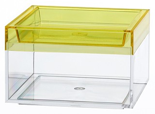Clear Plastic Display Box Container with Yellow Lid Model CC2-Y