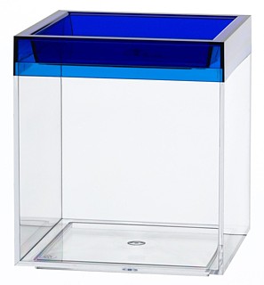 Clear Plastic Display Box Container with Blue Lid Model CC4-B