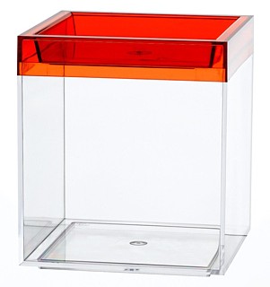 Clear Plastic Display Box Container with Red Lid Model CC4-R