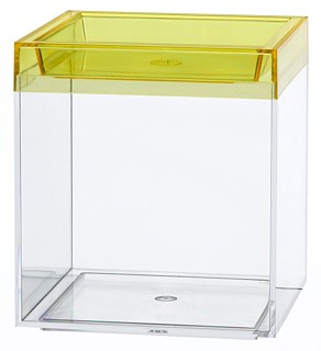 Clear Plastic Display Box Container with Yellow Lid Model CC4-Y