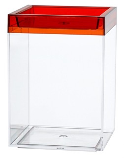 Clear Plastic Display Box Container with Red Lid Model CC5-R
