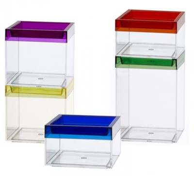 Clear Plastic Boxeswith Colored Lids, Stackable Plastic Packaging Containers, Beanie Displays, Bean Bag Holders