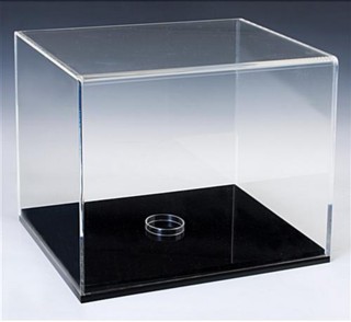 Deluxe Clear Acrylic Display Case with Black Base For Displaying Trophy, Models, Awards, Sports Memorabilia, Products, Collectibles