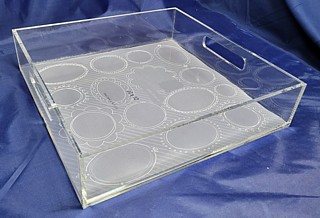 Clear Acrylic Tray with Handles and Insert Bottom For Graphics