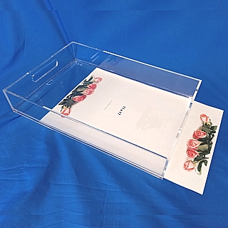 Clear Acrylic Tray with Handles and Insert Bottom For Graphics